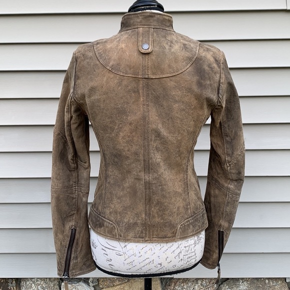 Buffalo OUTERWEAR by David Bitton Brown Distressed Nubuck Leather Jacket - Picture 9 of 16